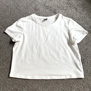 3/$25 Cropped Boxy Fit White T-Shirt